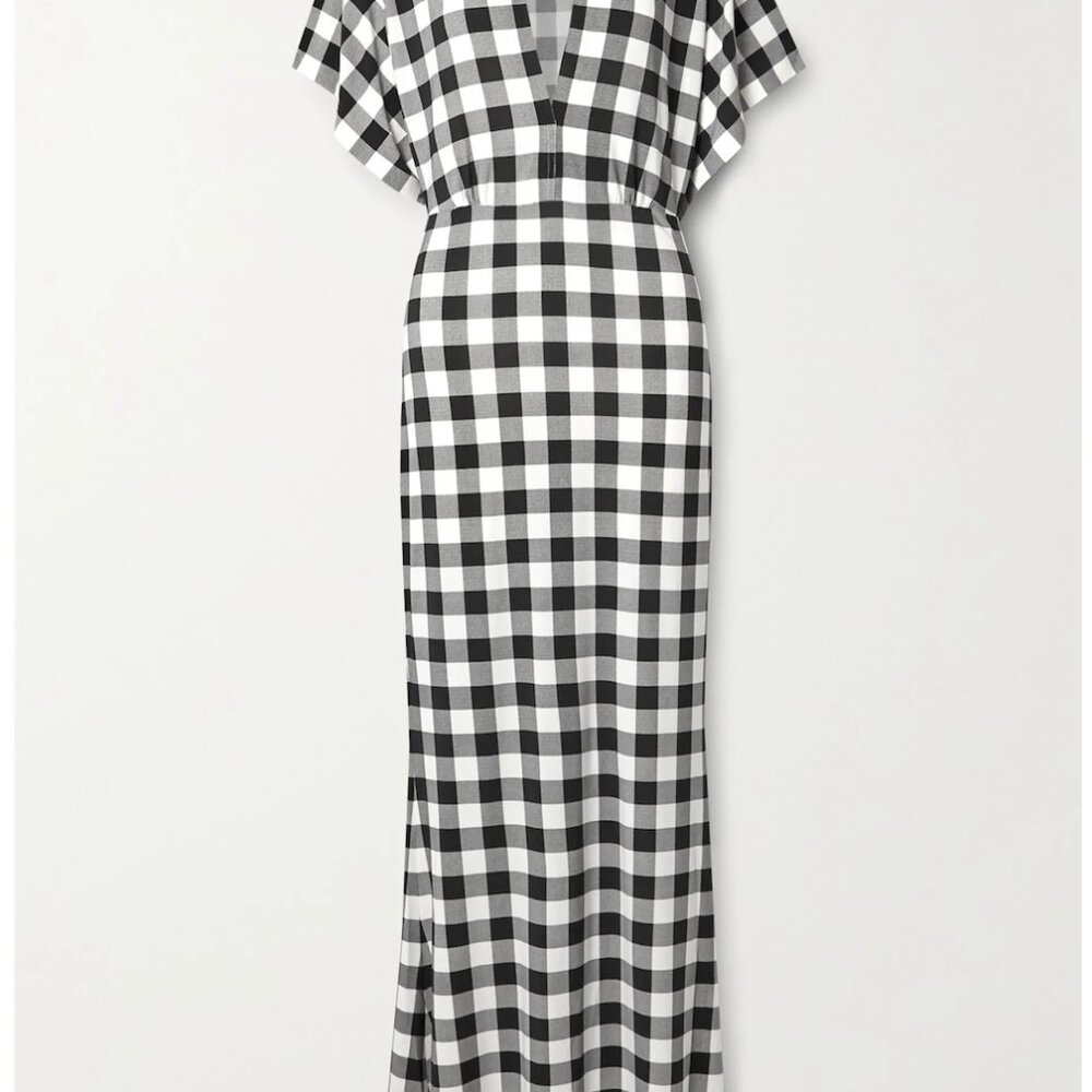 Norma Kamali Obie Gingham Maxi XS - Picture 2 of 16